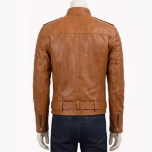 Mens Moto Biker Leather Jacket