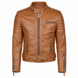 Mens Moto Biker Leather Jacket