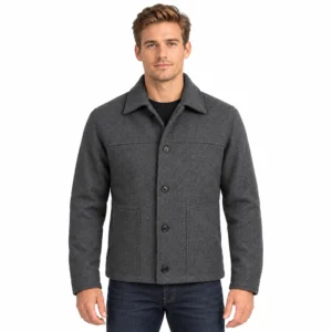 Kevin Charcoal Grey Wool Button Jacket