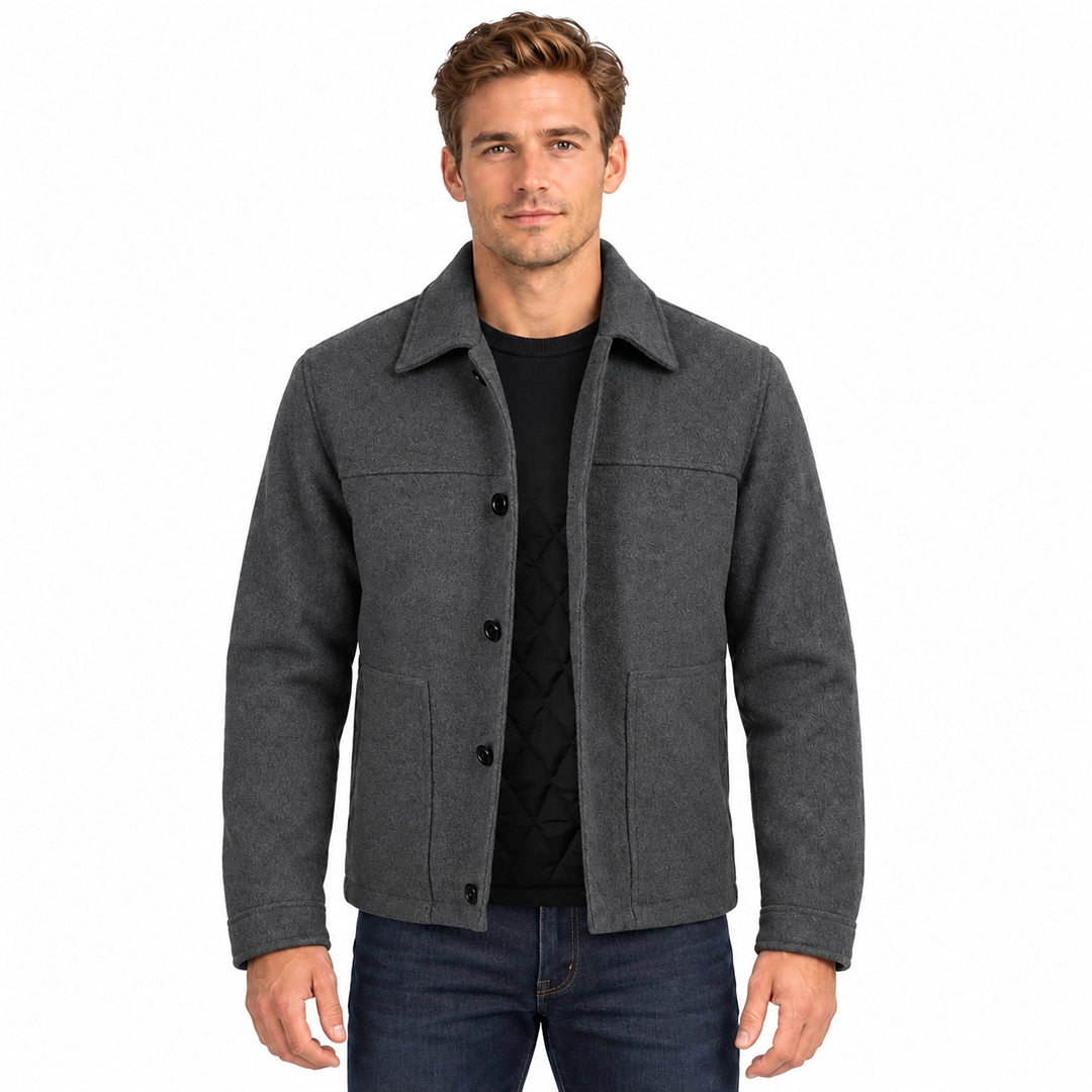 Kevin Charcoal Grey Wool Button Jacket front