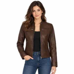 Women’s Dodge Cognac Brown Leather Jacket
